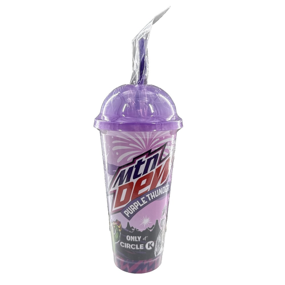 Mtn Dew Purple Thunder Circle K Exclusive Tumbler Cup with Lid and Straw New